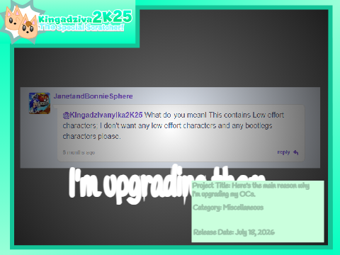 Here's the main reason why I'm upgrading my OCs.