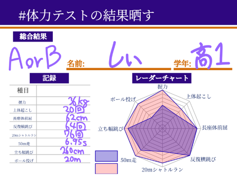 製作者が晒してみた(体力テスト)
