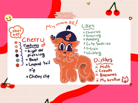 Main OC! ₊˚˖✧˚.⋆ﾟ＊ Cherry | she/her