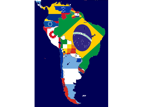 flags band - south america map