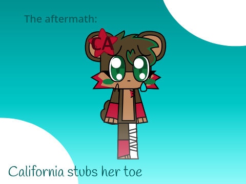 California stubs her toe