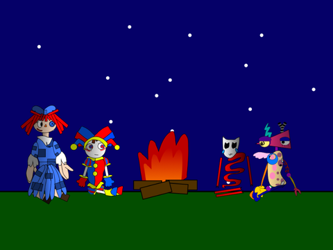 Tadc cast by the campfire