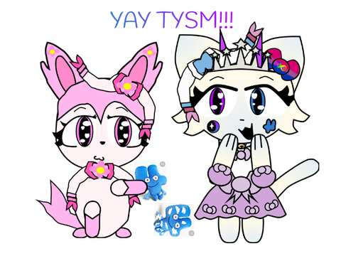 Blossom gives Kirara a new Four plush cause Fake Lily gave her a Torn Four Plush