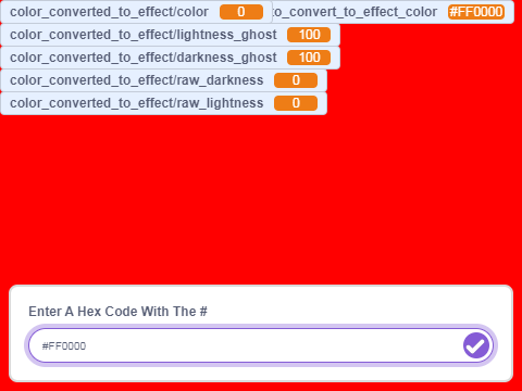 Hex Code to Scratch Effects Converter