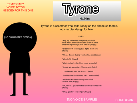 VOICE AUDITIONS for Tyrone