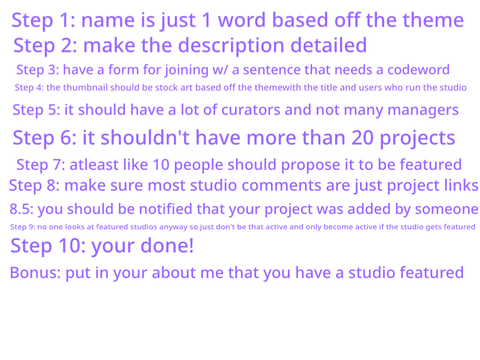 How to make a featured studio on scratch