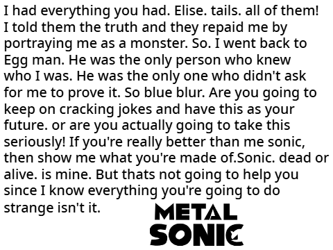 Metal sonic lines for potential sonic movie reimagined