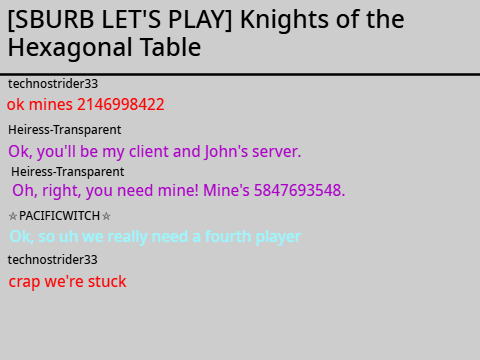 > Chat: Realize you need another player.