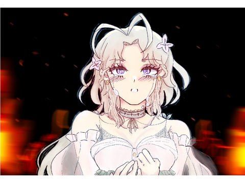 Anime Girl in fire drawing