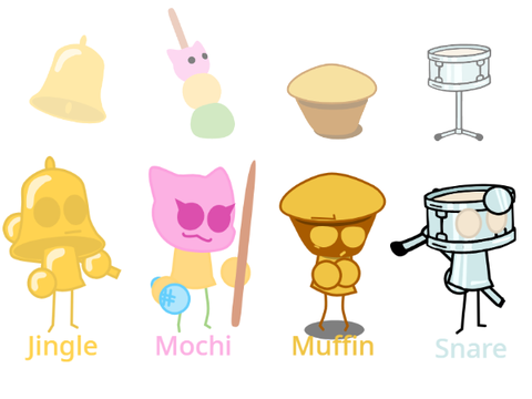 Mochi, Jingle, Muffin, and Snare
