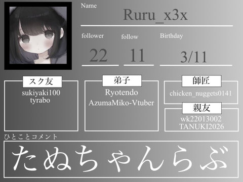プロフィール兼コメント欄