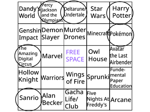 Here's mine, BINGO!
