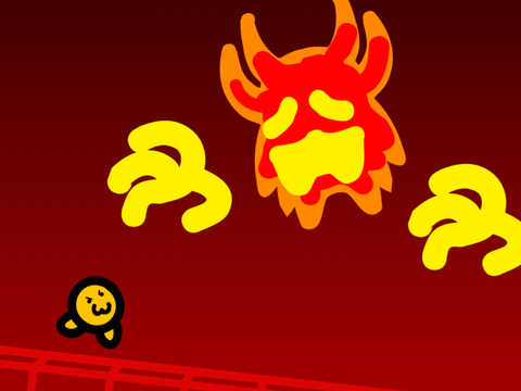 Flame monster boss battle