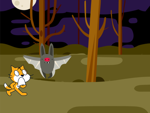 Scratch cat is scared of bats