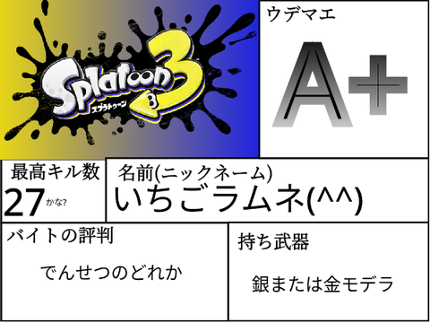 スプラ好き必見!スプラのプロフを作っちゃえ!(remixしてね) remix
