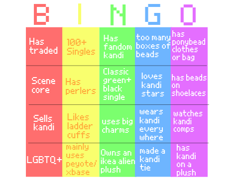 KANDI KID BINGO TEMPLATE!