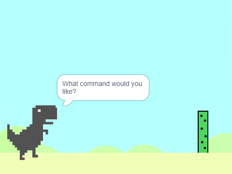 Dino game but with working commands