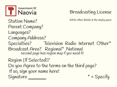 Naovia Broadcasting License