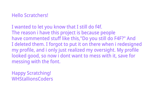 I still am doing f4f. FOR NOW, anyway.