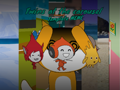 twins at the carousel template MEME