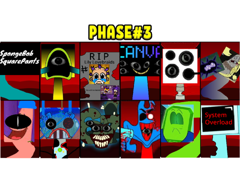 All phases in Incredibox Sprunki oc of SpongeBob SquarePants logo: from phase 1 to 7 pictures. #2