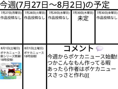 今週の予定
