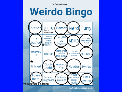 Weirdo bingo!