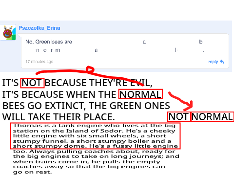 Proof That Green Bees Are Not Normal.