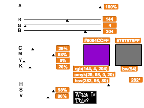 RGB, CMYK, HSV and Alpha color picker v 4.3
