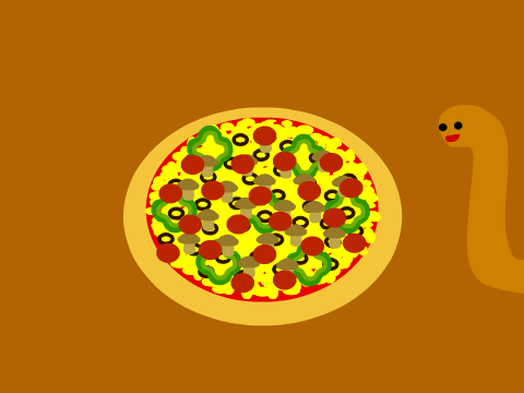 Making pizza with a worm
