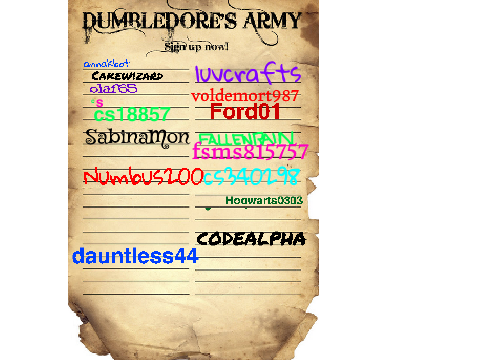 Dumbledore's Army Sign Up Sheet remix remix remix remix remix remix remix remix remix remix r… remix