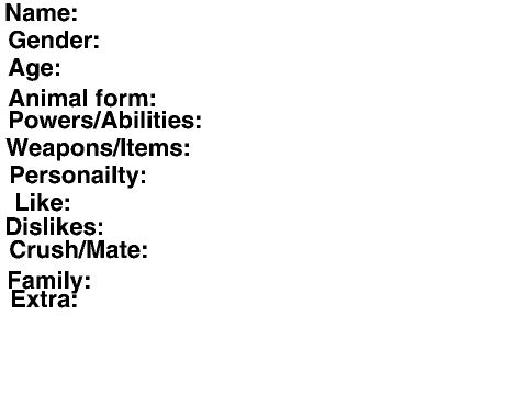 Animal Humans RP Sign Up Sheet remix