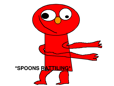 Elmo rattles his spoons (no voice)