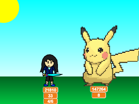 RPG add yourself fighting a giant Pikachu