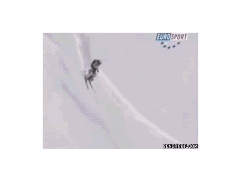 Guy skis while i play unfitting music