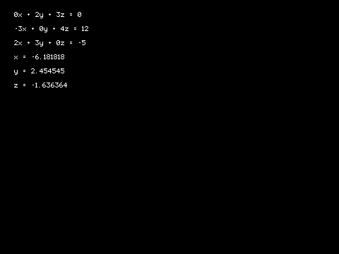 3x3 Matrix-Based System of Equations Solver