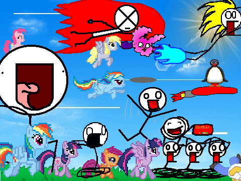 ADD_YOURSELF_RUNNING_FROM_GIANT_STICKMAN AND PINKIE PIE!!! remix