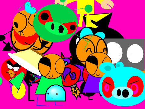 do the harlem shake rainbow version (add yourself) ( a zombie pig added