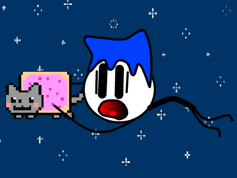 flying on nyan cat