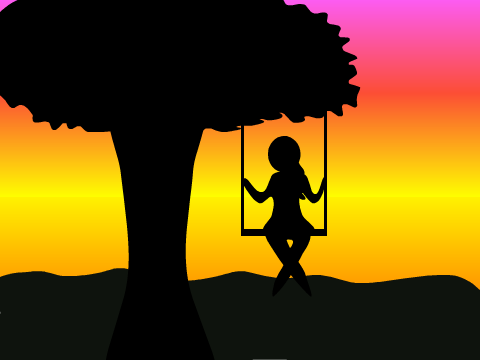 Sitting on a Swing at Sunset