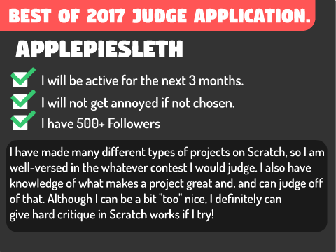 Top 3 of 2017 - Judge Application
