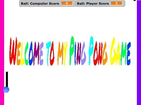 Artistic Ping Pong Game Player vs Comp.