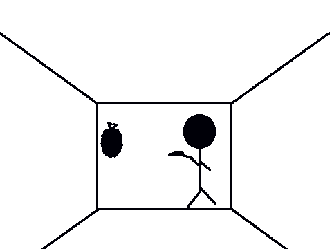 in the back of a room...