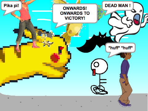Add yourself running from a giant Pikachu! remix remix remix