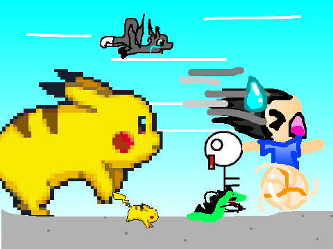 Add yourself running from a giant Pikachu! remix remix remix remix
