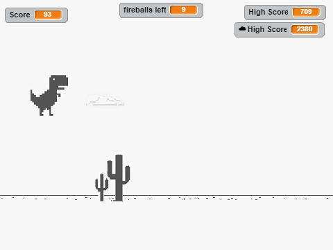 (OLD-BAD)T-Rex Game +fireballs+ force fields+duble jumping