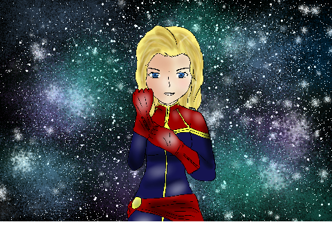 Captain Marvel (YES I DREW THE BACKGROUND)