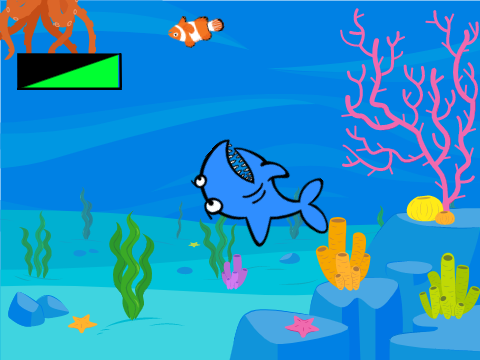 Catch the fishes and Escape from the Shark.