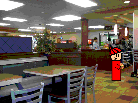 Add yourself eating at McDonalds