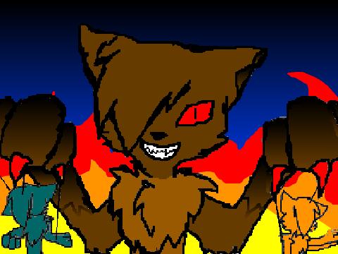 Evil Brokenstar toys with starclan